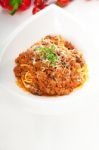 Spaghetti Pasta With Bolognese Sauce Stock Photo