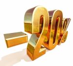 3d Gold 20 Twenty Percent Discount Sign Stock Photo