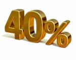 3d Gold 40 Forty Percent Discount Sign Stock Photo