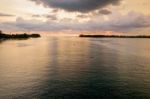 Sea At Sunset From Sarasin Bridge Stock Photo