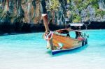 Longtrail Boats On Port At Maya Bay Phi Phi Islands Andaman Sea Stock Photo