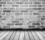 Brick Wall Background With Wood Floor Stock Photo