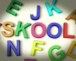 Skool Written In Kids Letters Stock Photo