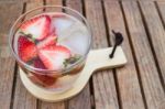 Close-up Glass Of Strawberry Infused Water Stock Photo