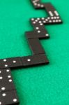 Dominos On Green Baize Casino Stock Photo