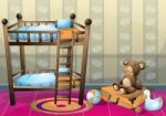 Cartoon  Illustration Interior Kid Room With Separated Layers Stock Photo