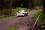 C. Britton Driving Subaru Impreza Stock Photo