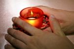 Holding A Candle Stock Photo