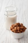 Almond Milk Organic Healthy Nut Vegan Vegetarian Drink Stock Photo