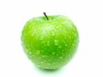 Green Apple With Condensation Stock Photo