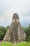 Tikal Temple I, Temple Of The Great Jaguar In The Main Plaza Of Stock Photo