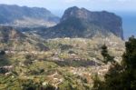 Penha D'aguia (eagle's Rock) And Porto Da Cruz Madeira Stock Photo