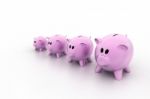 Pink Piggy Banks Increasing In Size Stock Photo