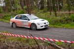 G. Lucey Driving Mitsubishi Evo Stock Photo