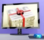 Gift Purchase Or Computer Greeting Online Stock Photo