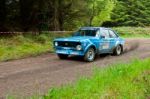 P. Fitzgerald Driving Ford Escort Stock Photo