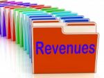 Revenues Folders Mean Business Income And Earnings Stock Photo