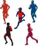 Marathon Runner Retro Collection Stock Photo