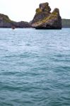 Prayer Monkey Rock In Thailand Kho Phangan  Bay Abstract Boat Stock Photo