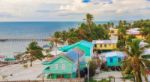 Aerial View At Wooden Pier Dock And Ocean View At Caye Caulker B Stock Photo