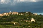 San Biagio Church And Montepulciano Stock Photo