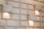 Architecture Interior White Cubes Light Wall Stock Photo