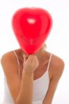 Woman With Balloon Stock Photo