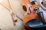 The Violin On The Table Stock Photo