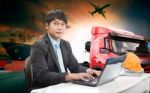 Working Man In All In One Import Export Transportation Logistic Business Stock Photo