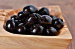 Black Pitted Marinated Olives Stock Photo