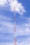 Lightning Rod Antenna Repeater Tower On Blue Sky Stock Photo