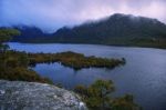 Cradle Mountain In Tasmania On A Cloudy Day Stock Photo