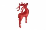 Red Christmas Reindeer Right Back High Engle View Stock Photo