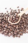 Spoon Of Roasted Coffee Bean Stock Photo