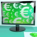 Euro Symbols On Computer Screen Stock Photo