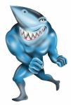 Super Hero Shark Running Stock Photo