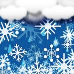 Blue Snowflakes Background Shows Snow Cloud And Snowing
 Stock Photo