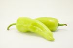 Green  Chile On White Background Stock Photo