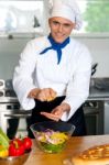 Chef Preparing The Salad Stock Photo