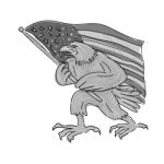 American Eagle Waving Usa Flag Cartoon Stock Photo