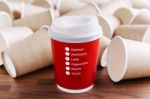 Red Paper Coffee Cup Stock Photo