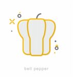 Thin Line Icons, Bell Pepper Stock Photo