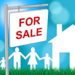 House For Sale Means Residential Home And Household Stock Photo