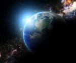 Earth And Sunbeam In Galaxy Space Element Finished By Nasa Stock Photo