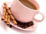 Coffee Break Cookies Shows Wafer Biscuits And Barista Stock Photo