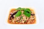 Hot Spicy Thai Cuisine Minced Pork Salad Stock Photo