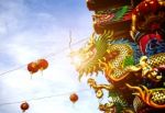 Dargon Statue On Shrine Roof ,dragon Statue On China Temple Roof As Asian Art Stock Photo