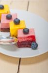 Strawberry And Mango Mousse Dessert Cake Stock Photo