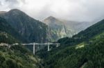 Bus Stop At Schallberg On The Simplon Pass In Switzerland Stock Photo