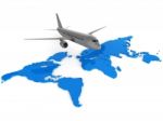 Worldwide Flights Means Web Site And Aeroplane Stock Photo